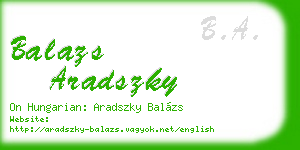 balazs aradszky business card