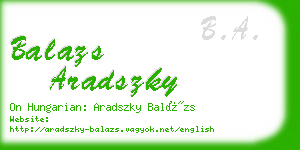 balazs aradszky business card